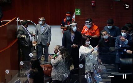 Panistas toman Tribuna del Senado antes de la sesión