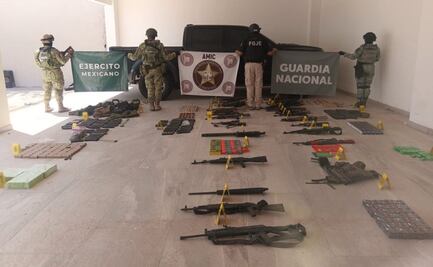 Aseguran 7 mil 500 cápsulas para artefactos explosivos de fabricación artesanal, fusiles y drogas sintéticas en Caborca, Sonora