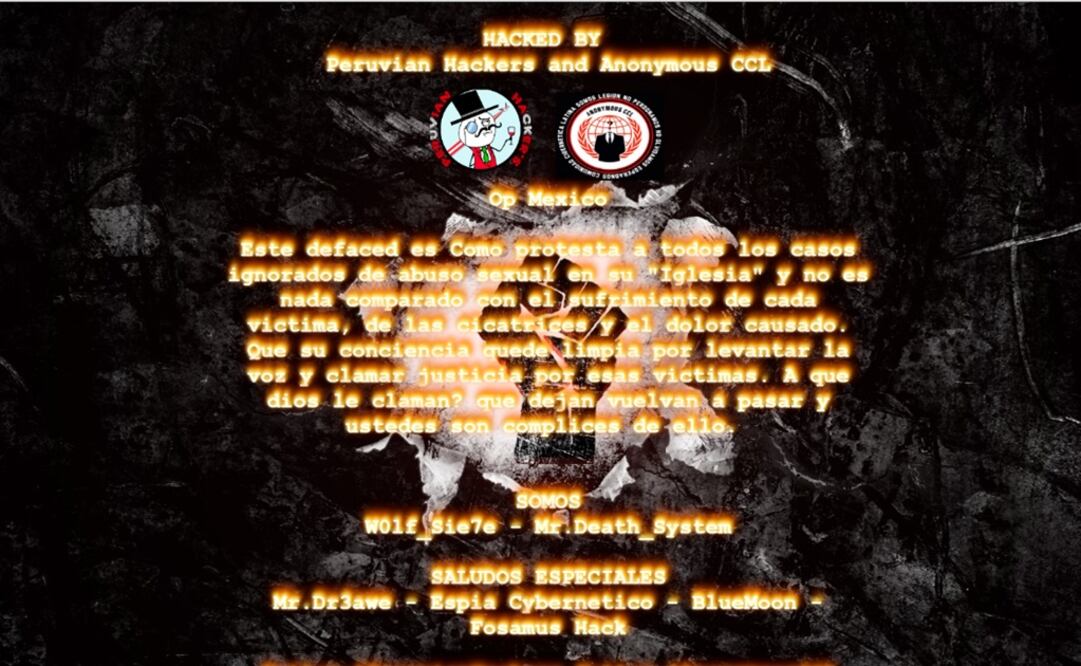 El portal del Episcopado mexicano fue hackeado alrededor de las 16:00 horas. /Especial