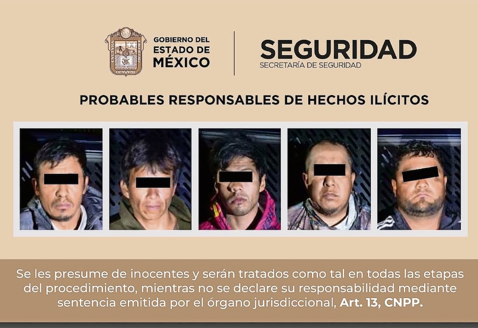 Los cinco detenidos fueron puestos a disposición de la Fiscalía General de la República (FGR). Foto: Especial