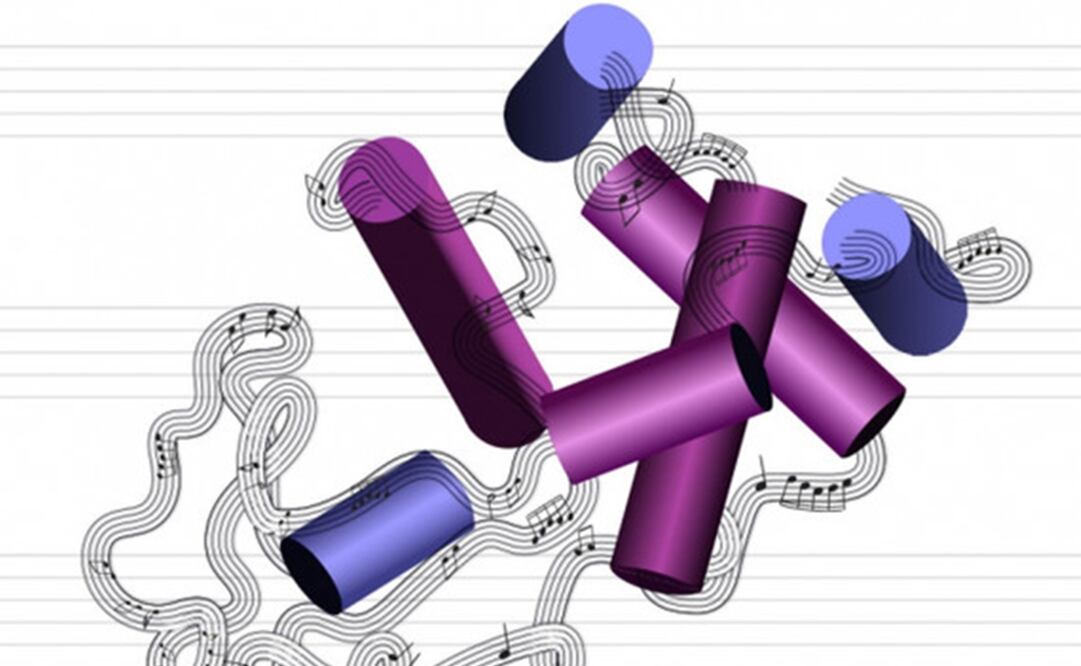 Recreación de la estructura de una molécula de proteína en un pasaje musical, como hace el sistema del MIT. Foto: Christine Daniloff, MIT