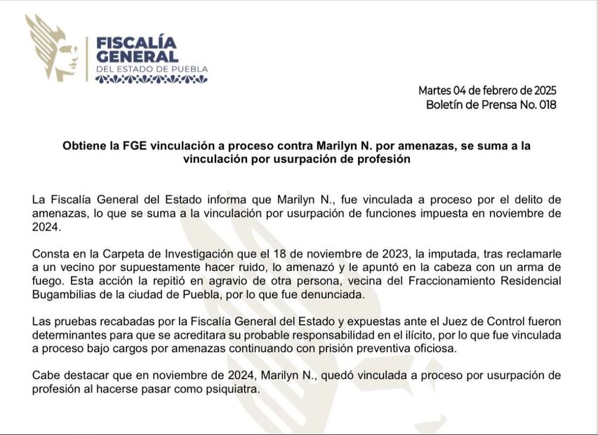 El caso de Marilyn Cote ha captado la atención pública tras la decisión del Juez de Control de vincularla a proceso por amenazas. 
Foto: Captura de pantalla en X