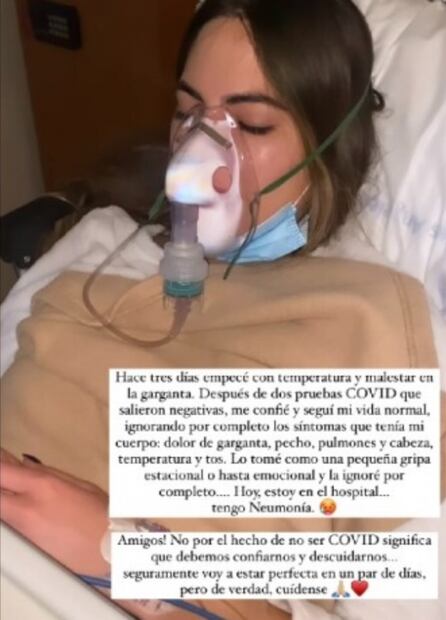 Sofía Aragón pensó que tenía Covid, se confió y ahora está en el hospital