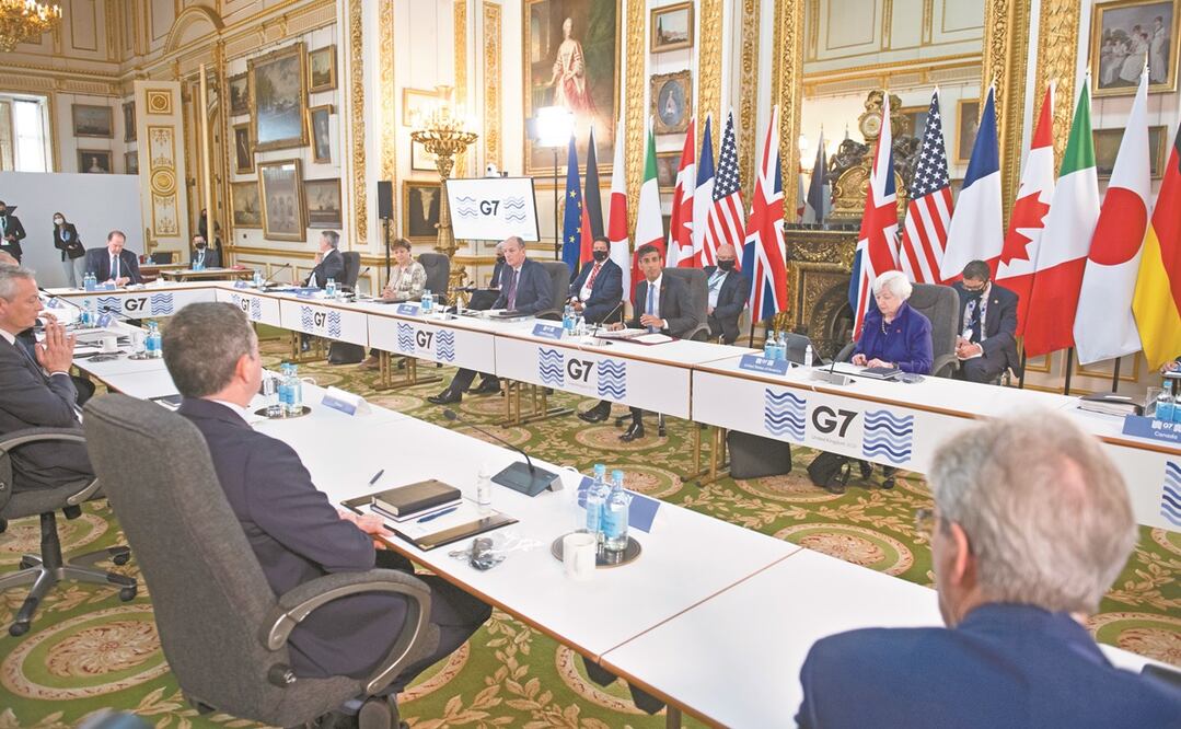 El fin de semana pasado, los ministros de Finanzas del G7 —Canadá, Francia, Alemania, Italia, Japón, Estados Unidos y Reino Unido—acordaron cobrar cada uno una tasa de 15% a las sociedades corporativas. Foto: STEFAN ROUSSEAU. AP