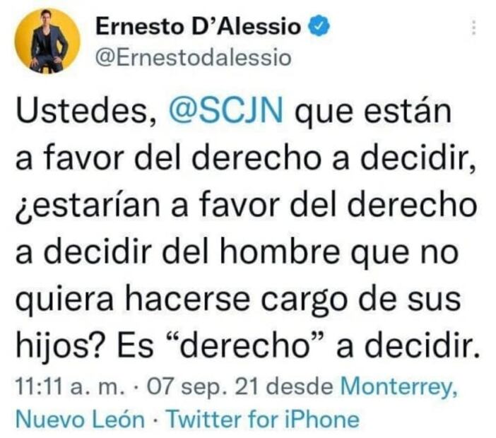 "El aborto es privación de la vida, no interrupción, y la privación de la vida es un asesinato": Ernesto D'Alessio