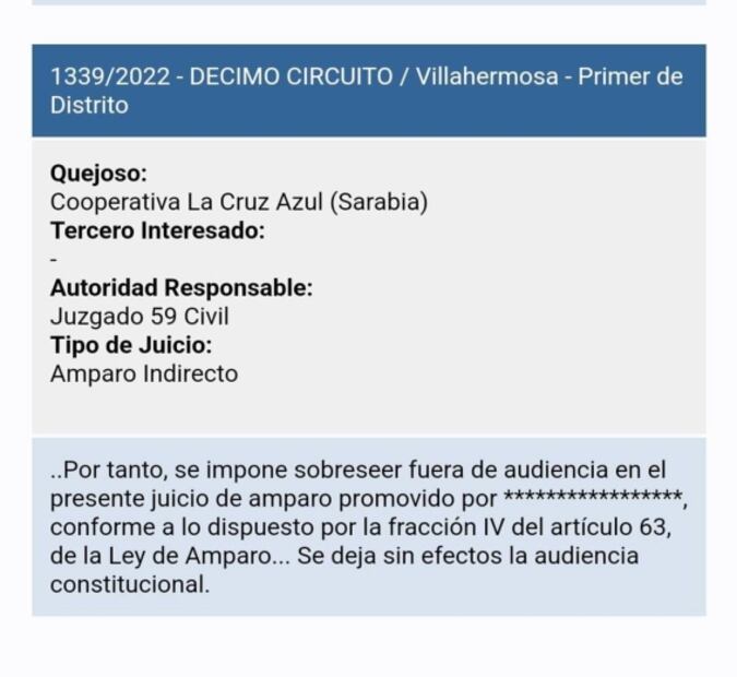 Desechan definitivamente amparo con el que Federico Sarabia buscaban retomar control de Cooperativa La Cruz Azul