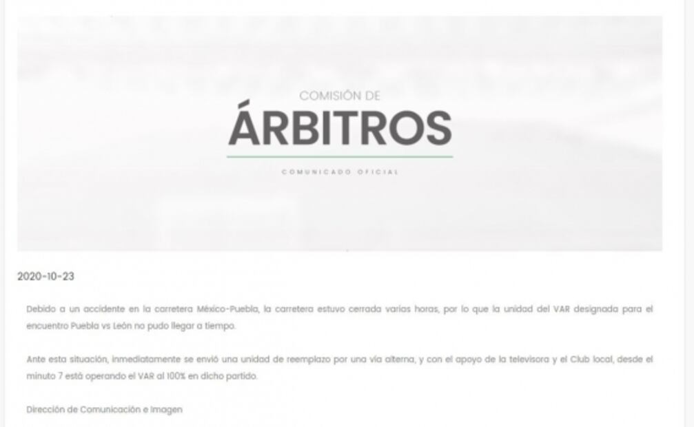 Así justificó la Comisión de Árbitros el retraso del VAR en el Puebla vs León
