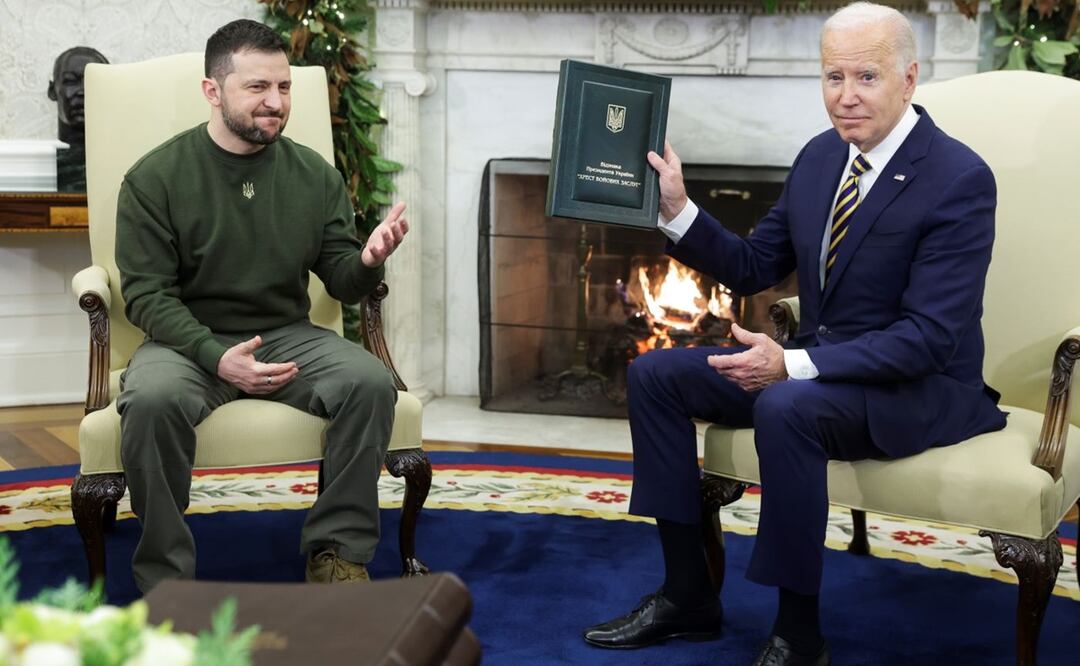 El 21 de diciembre de 2022, el presidente Joe Biden se reunió con su par ucraniano, Volodimir Zelensky. Foto: Oliver Contreras. EFE