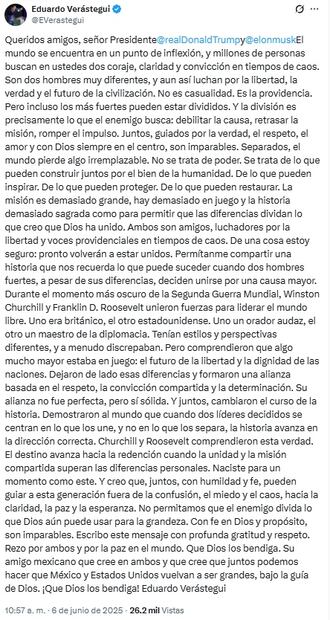 Eduardo Verástegui dio su opinión al respecto mostrando su apoyo.