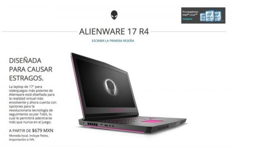 El sitio de Dell anunció una computadora Alienware a un precio de 679 pesos (Foto: Archivo)