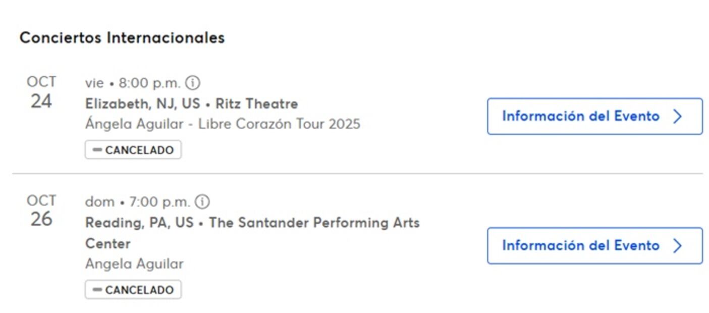 Tres de las fechas que conformar el tour de la cantante fueron canceladas sorpresivamente. Foto: Captura de pantalla.