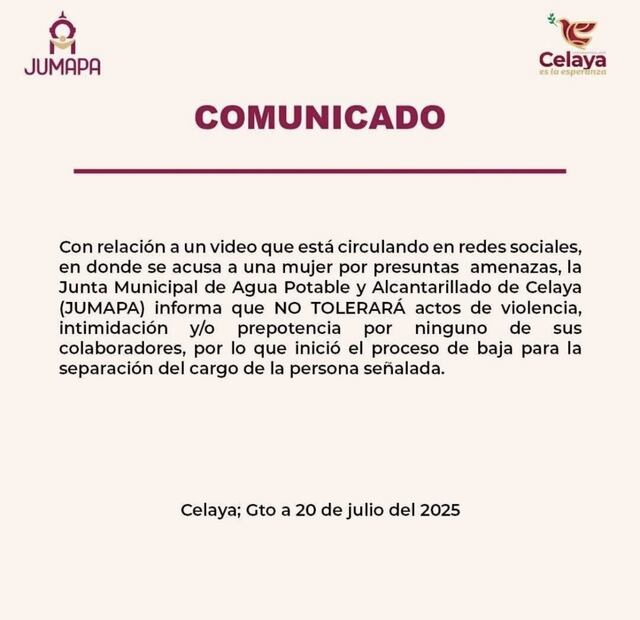 Investigan a funcionaria por presunta amenaza a hombre en Guanajuato (20/07/2025). Foto: Captura de pantalla