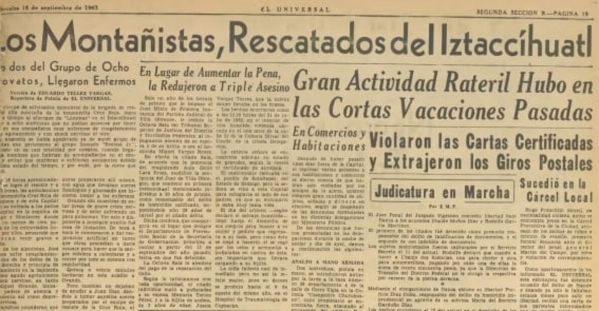 Los ocho alpinistas rescatados en el Iztaccíhuatl en 1963
