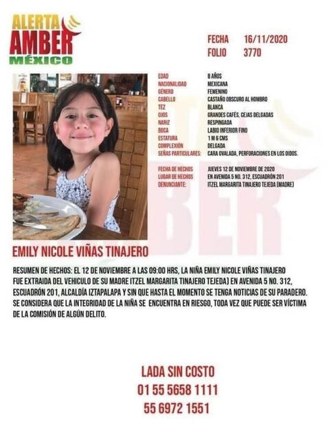Activan la Alerta Amber para localizar a las niñas Mayté y Emily Viñas Tinajero, robadas en Iztapalapa 