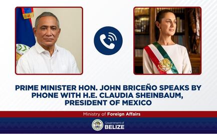 Sheinbaum dialoga con primer ministro de Belice; revisan ampliación de acceso al ganado y extensión del Tren Maya
