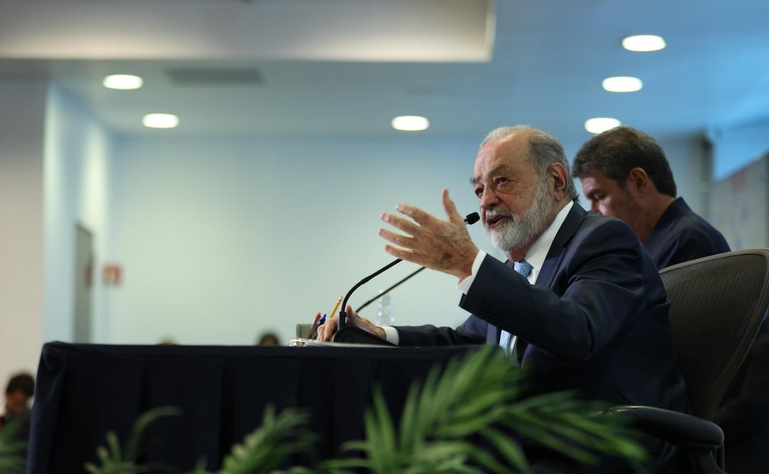 En resumidas cuentas, Slim reiteró que sus empresas siguen creciendo y apostando fuerte por el mercado mexicano. (10/02/2025). Foto: Diego Simón Sánchez/El Universal