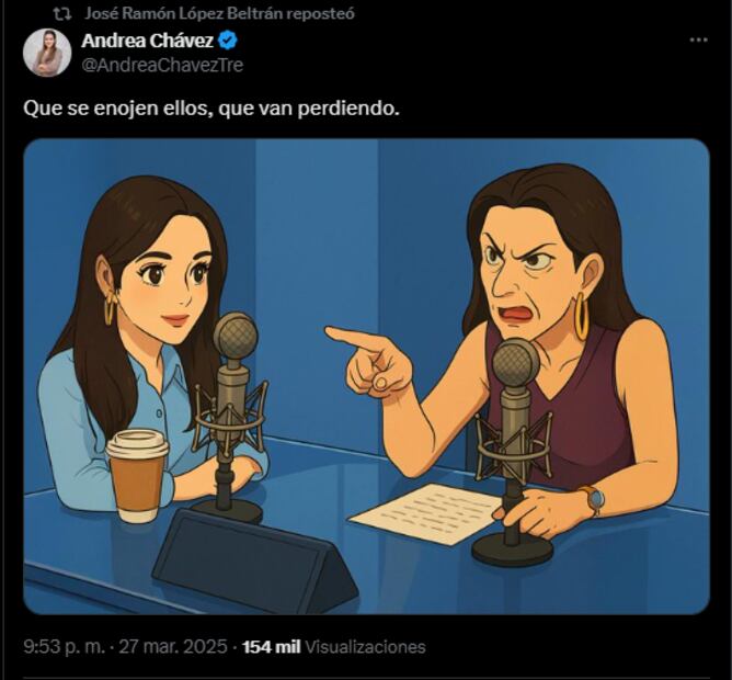 Andrea Chávez estilo Studio Ghibli. Foto: tomada de X @AndreaChavezTre