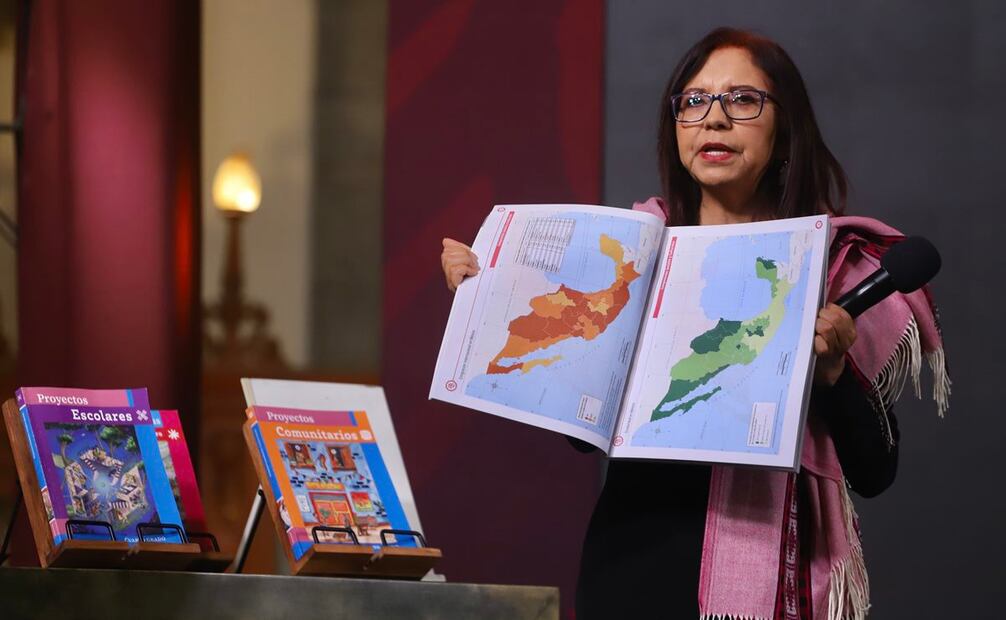 Conferencia de prensa de la titular de Educación Pública, Leticia Ramírez Amaya, sobre los nuevos libros de texto. Foto: Berenice Fregoso/ EL UNIVERSAL