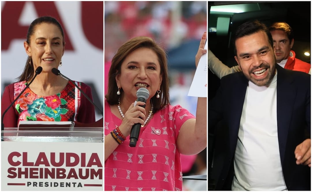 Claudia Sheinbaum, Xóchitl Gálvez y Jorge Álvarez Máynez. Foto: Diego Simón/Berenice Fregoso/Gabriel Pano/ EL UNIVERSAL