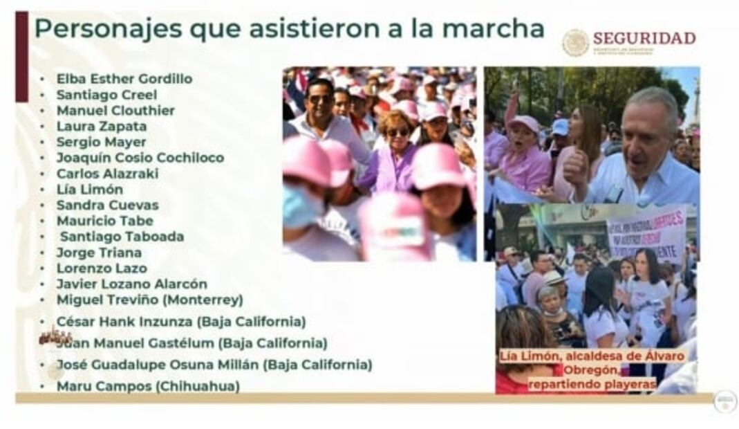 Esta es la lista de la Secretaría de Seguridad que exhibió AMLO de los asistentes a la marcha por el INE