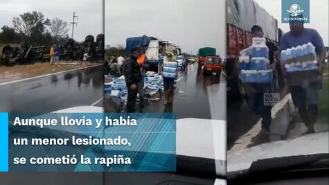 Camión de cerveza choca y en pocos minutos lo saquean