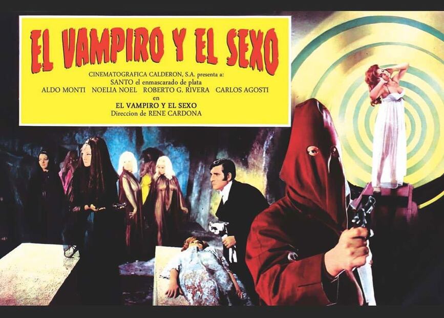Póster creado tras la liberación de “El Vampiro y el Sexo”, cinta del Enmascarado de Plata con una temática de erotismo. Foto: Morbidly Beautiful/Tomada de Internet/ESPECIAL.