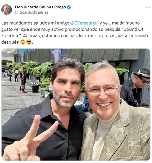 "Sonido de la libertad" es una película que narra la historia de un oficial de policía llamado Tim Ballard, quien se dedica a localizar y detener a pedófilos. Foto: Plataforma X. @RicardoBSalinas