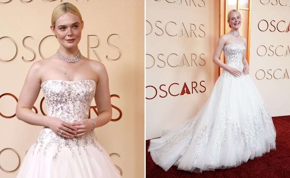 Elle Fanning luce hermoso collar de Cartier. Foto: EFE