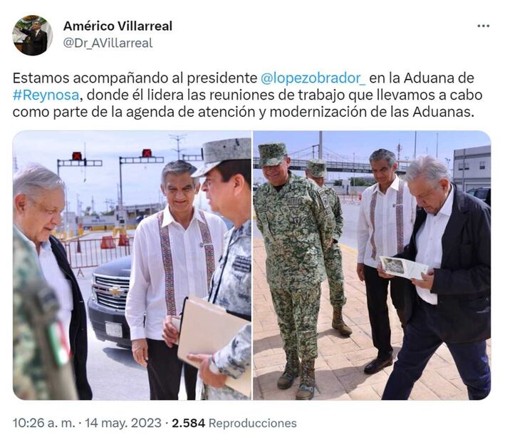 Supervisión de los trabajos de modernización de la aduana de Reynosa, Tamaulipas. Foto: Twitter @Dr_AVillarreal