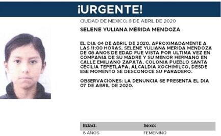 Buscan a Selene Yuliana Mérida; tiene 8 años y desapareció en Xochimilco