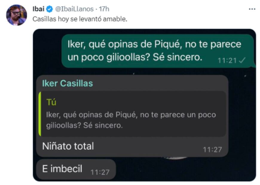 Iker Casillas llama "imbécil" a Piqué ¿Se declara team Shakira?
