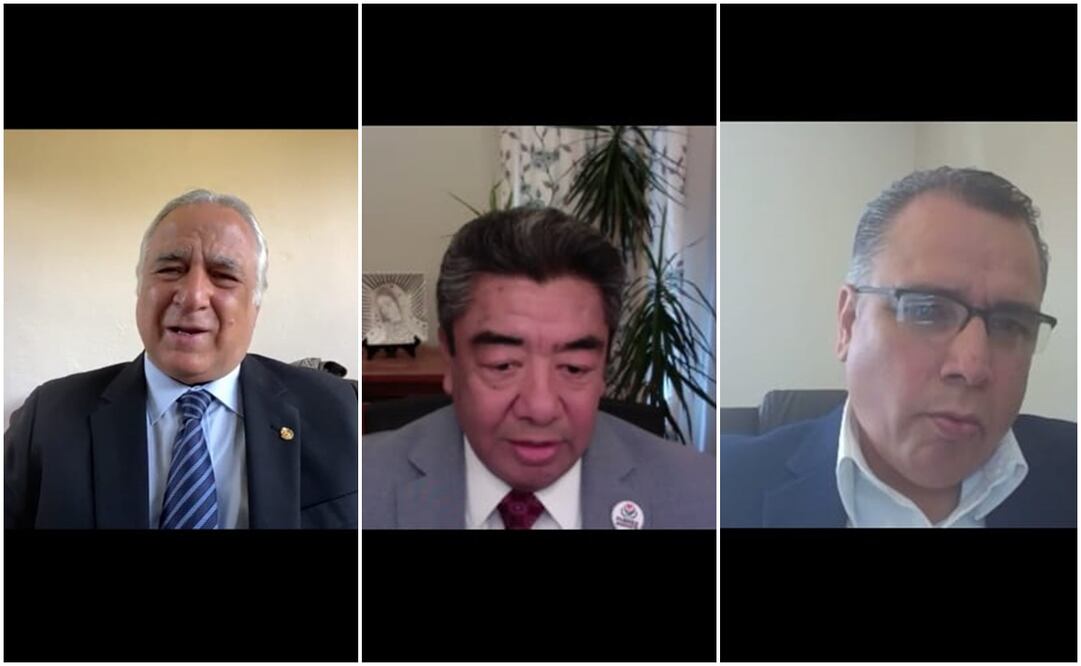 Miguel Torruco (Sectur), Jaime Lucero (presidente de Fuerza Migrante), Avelino Meza (secretario general de Fuerza Migrante). Foto: Especial