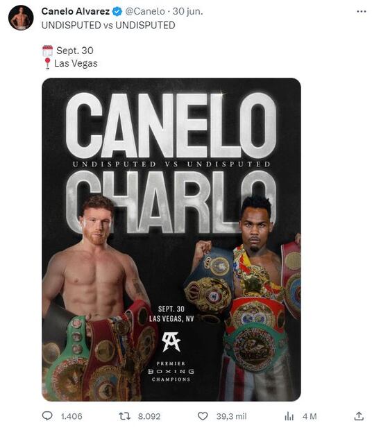 Tweet de Saúl "Canelo" Álvarez