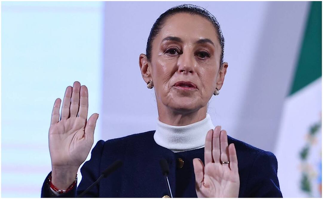 Claudia Sheinbaum, presidenta de México, durante su mañanera en Palacio Nacional, el 13 de enero del 2025. Foto: Berenice Fregoso / EL UNIVERSAL