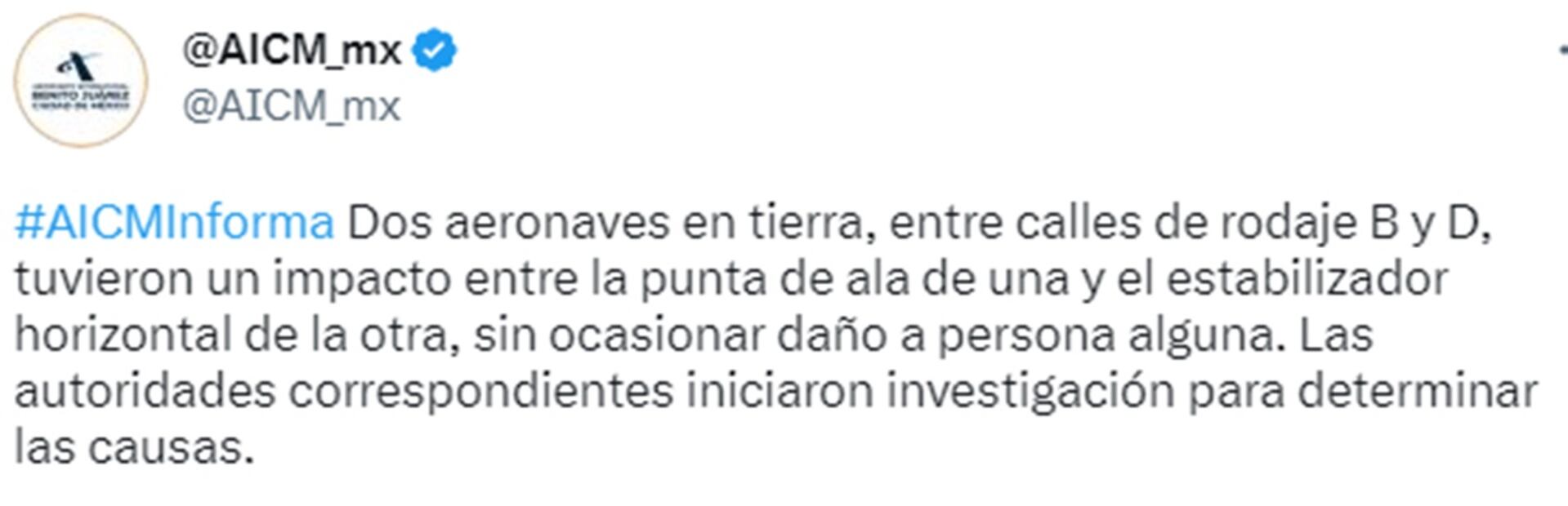 Foto: Twitter. @AICM_mx