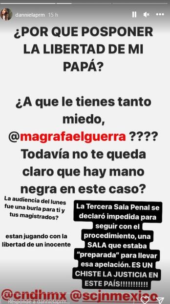 Daniela Parra habla de la audiencia de apelación de Héctor Parra. Foto: Captura vía Instagram oficial.