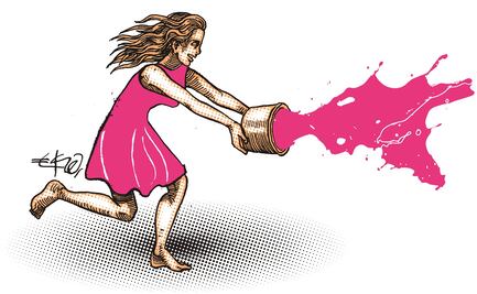 Claudia y el Zócalo pintado de rosa feminista