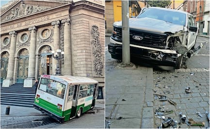 Microbús sube las escalinatas del Congreso