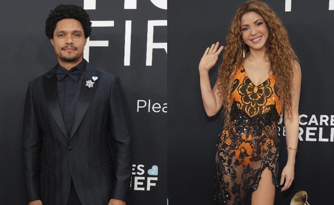 Trevor Noah y Shakira en los Grammy 2025. Foto: AP.