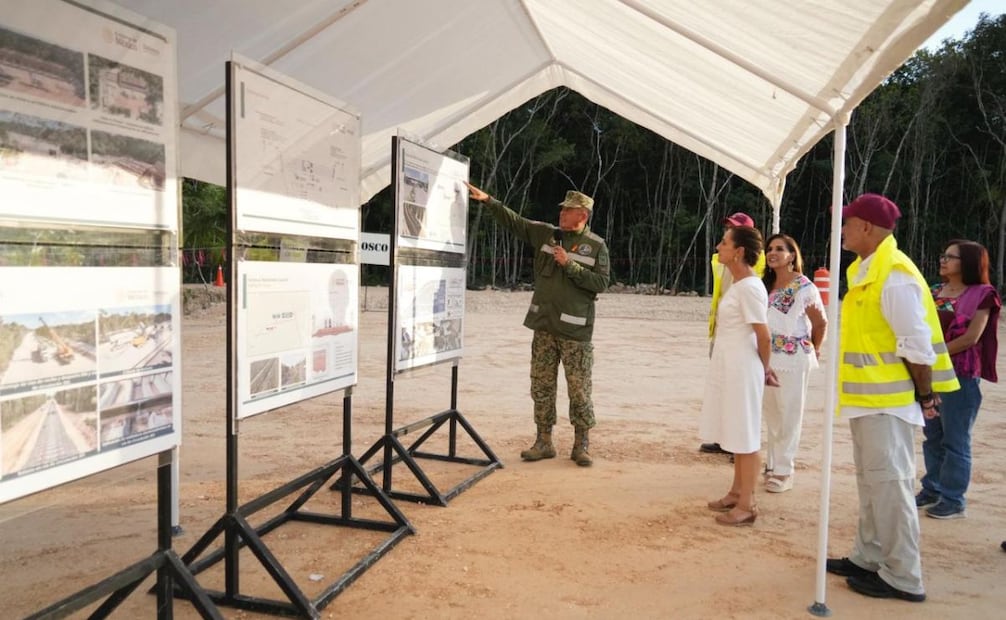 La presidenta Claudia Sheinbaum supervisa Tren Maya de carga en Quintana Roo. Foto: Especial