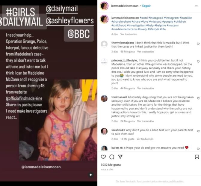 Joven asegura ser Madeleine McCann, niña británica desaparecida en 2007 