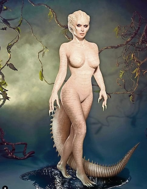 Kim Kardashian emuló a un cocodrilo. Foto: Instagram