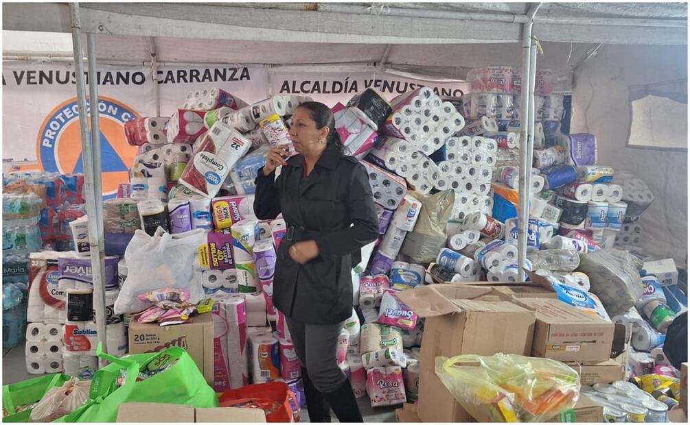 En la alcaldía Venustiano Carranza se instaló un centro de acopio para apoyar a los afectados de Guerrero tras el paso de ‘John’ (07/10/2024). Foto: Especial