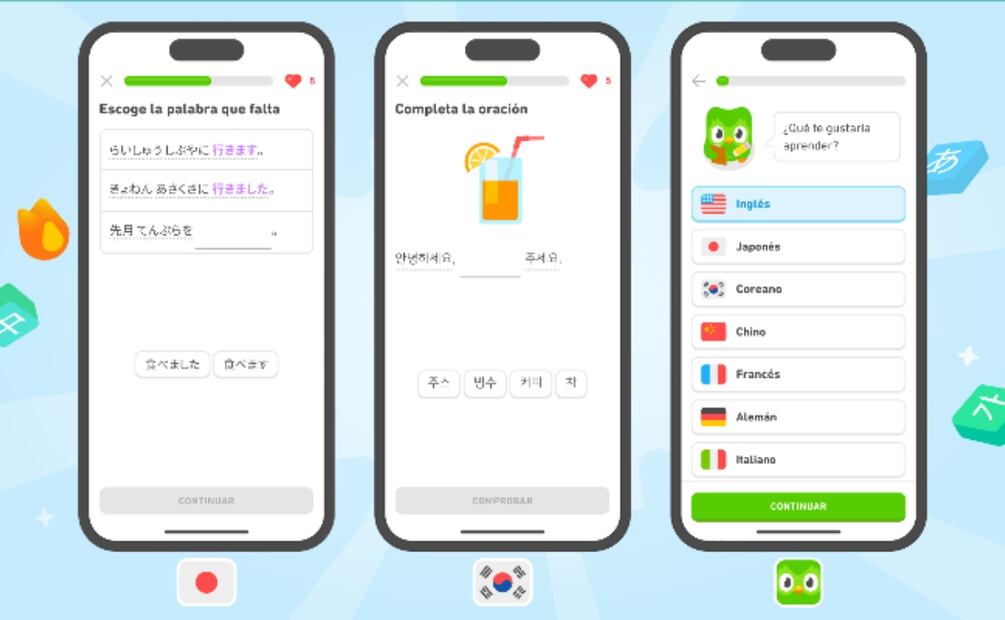 Duolingo lanza cursos de coreano, chino y japonés en español. Imagen: Duolingo