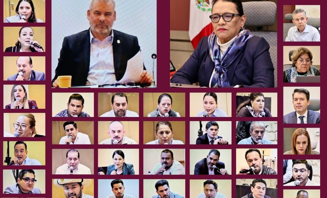 Rosa Icela se reúne con Gobernador de Michoacán y 59 alcaldes para revisar el Plan por la Paz y Justicia (05/11/2025). Foto: Especial