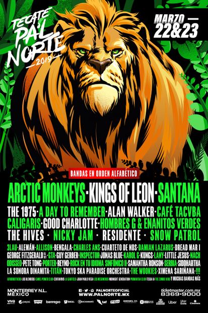 Revelan cartel de Pa’l Norte 2019, Arctic Monkeys y Kings of Leon en la lista