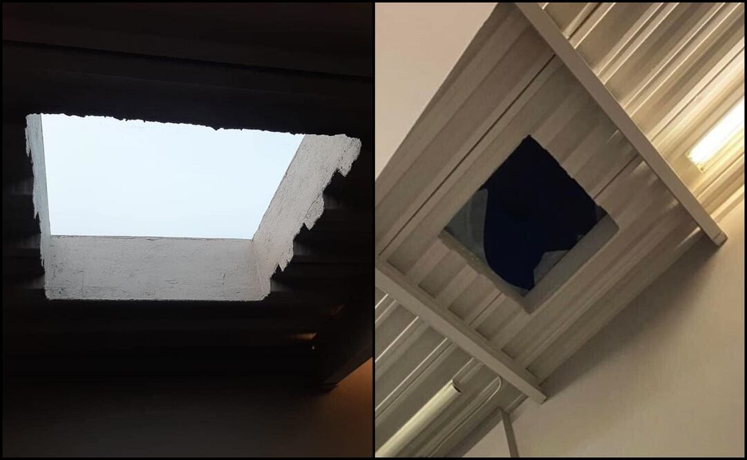 Domo con el cristal roto del Sportium Club. Foto: Tomada de Facebook @Lilia Saldana