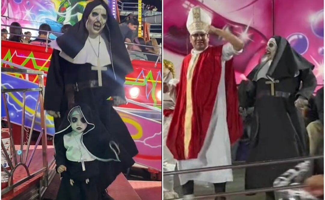 La monja de la feria o la monja Tagada. Foto: Capturas de TikTok @espectacularesgarcía