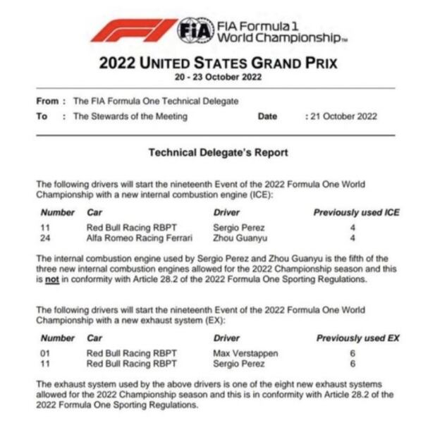 Checo Pérez será penalizado con cinco lugares en el GP de Estados Unidos