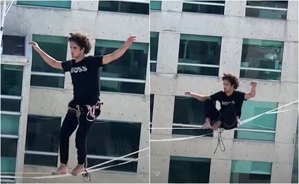 ¡Histórico! Mau Otero, primer mexicano que cruza las torres de "Pantalón" en una cuerda floja